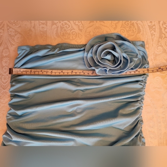 SHEIN Blue Maxi Dress With Ruching and Rosette, Size Small - Picture 5 of 14